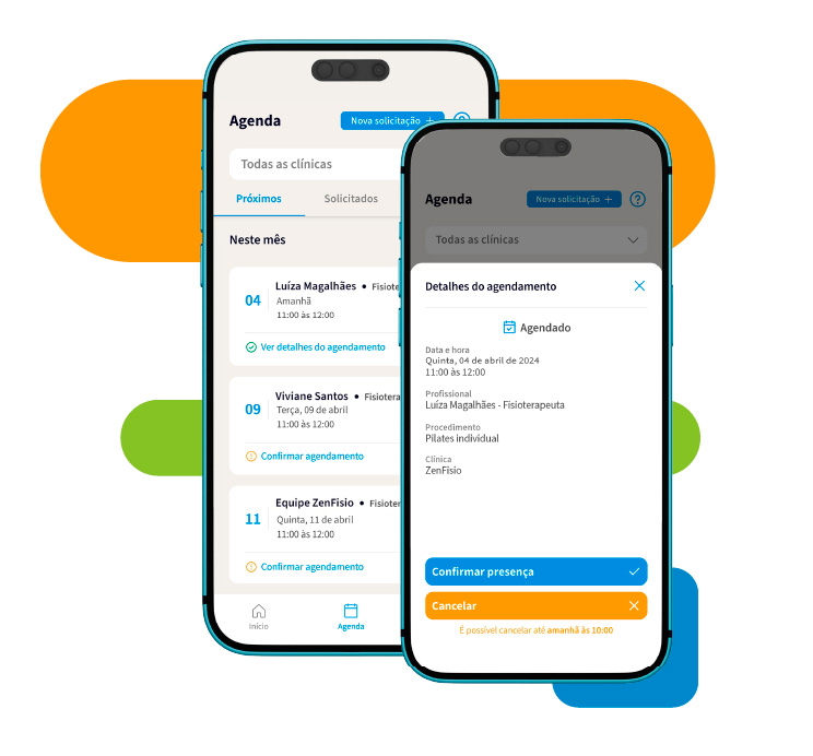 Agenda e histórico de atendimentos dos pacientes pelo App FiqueZen