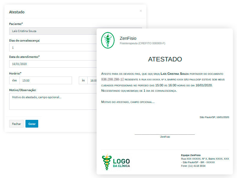 Emissão de atestado de atendimento para pacientes