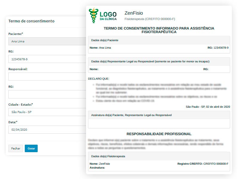 Termo de Consentimento para atendimentos e procedimentos